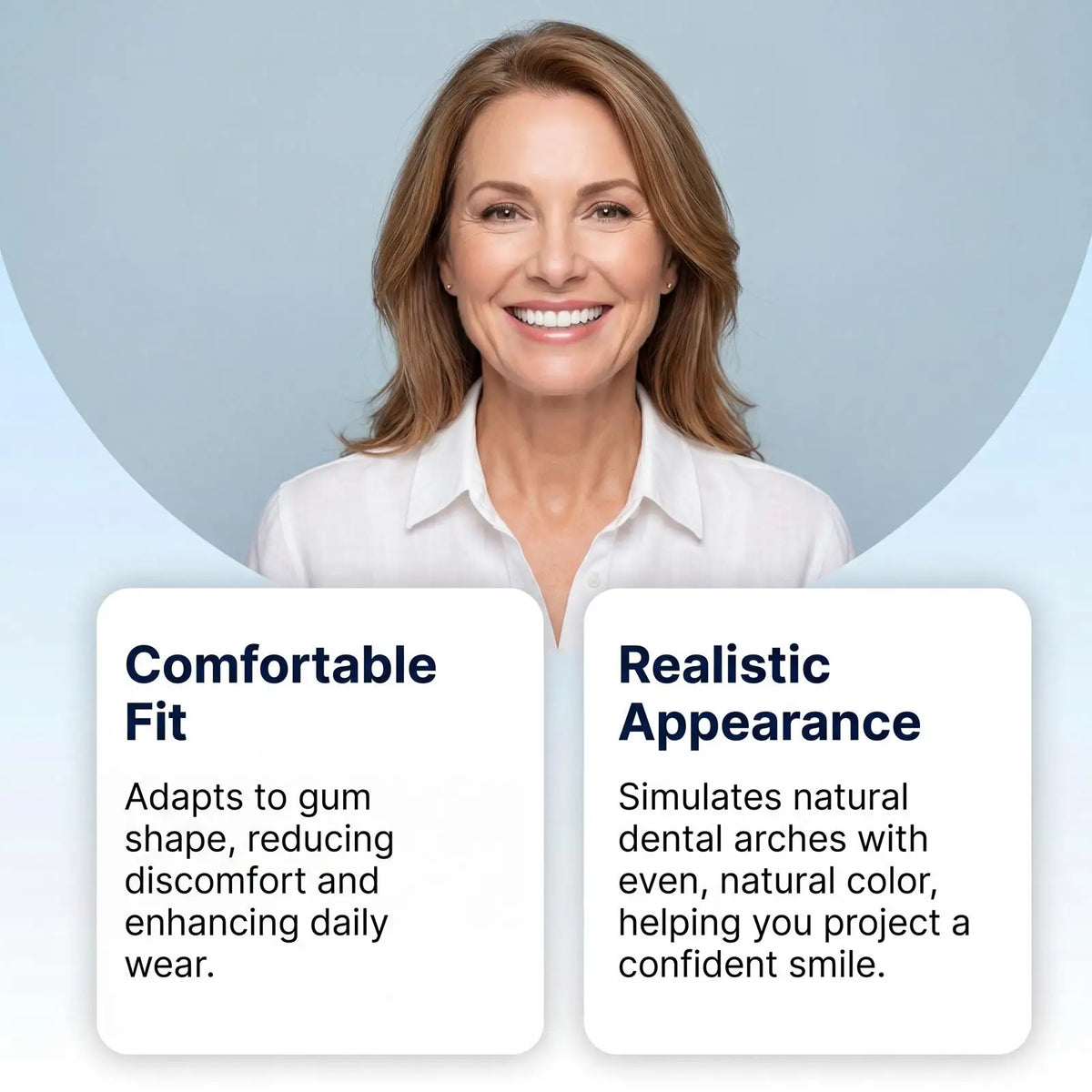 Full Silicone Denture Set – Lifelike Fake Teeth Upper & Lower Cosmetic Denture Set PLUSH
