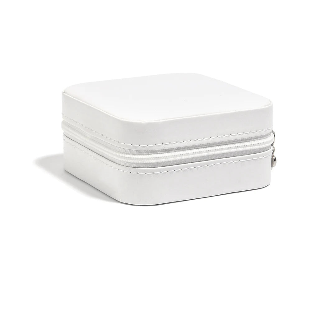 Square PU Leather Zipper Jewelry Box – Travel Organizer Pouch Jewelry Storage Box PLUSH white B 10x10mm