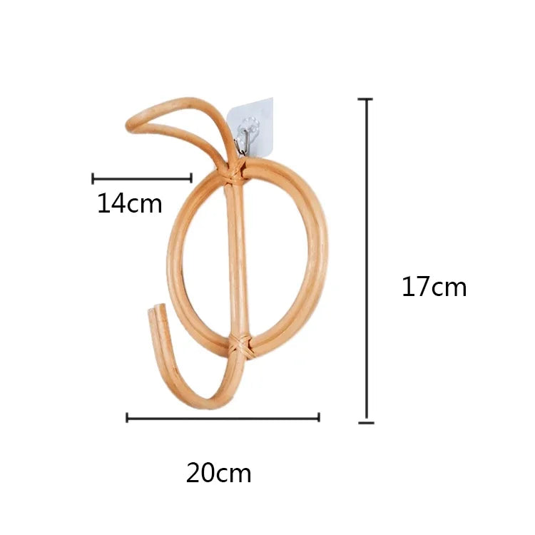 Natural Rattan Wall Hook – Retro Handmade Clothes Hanger Decorative Wall Hook PLUSH as the picture