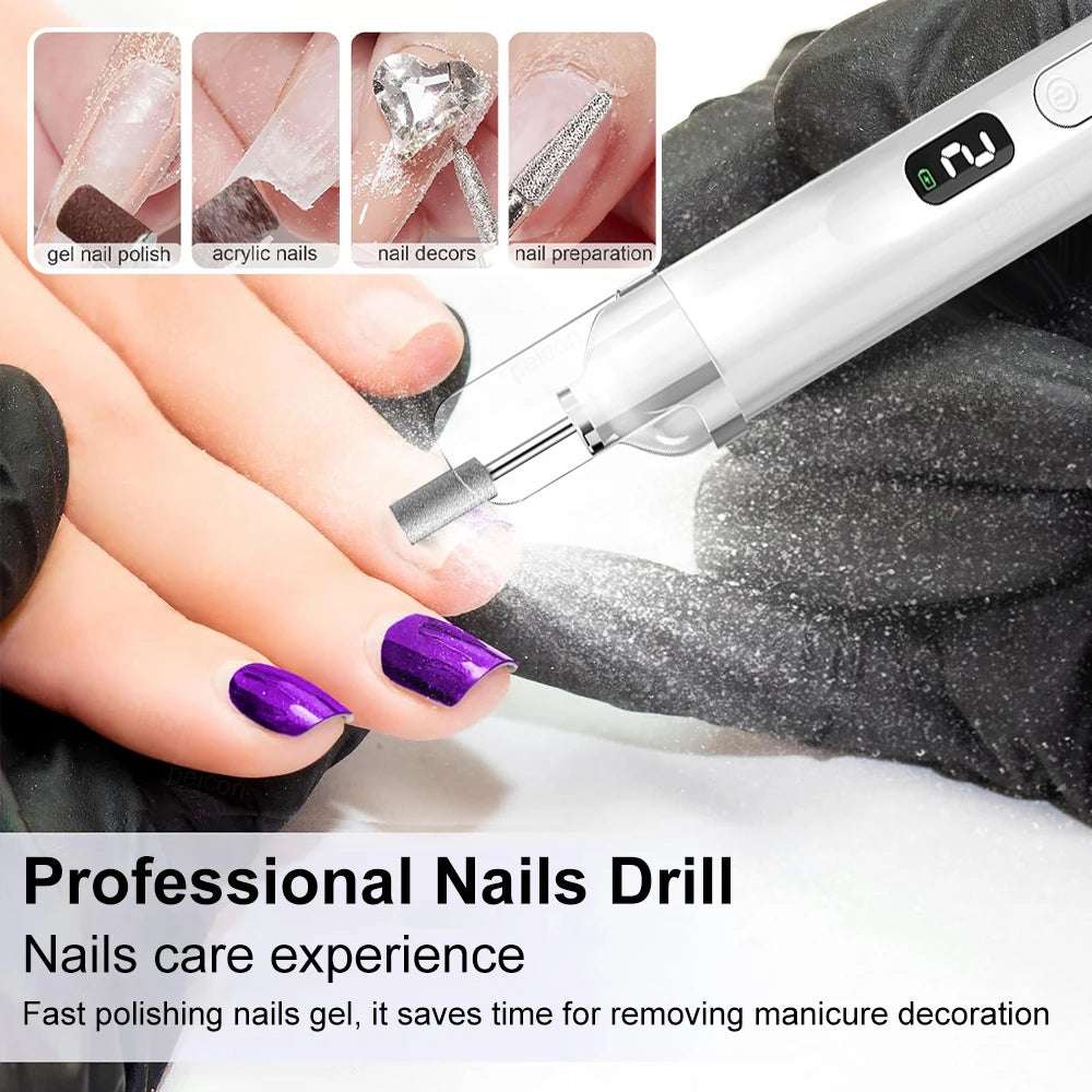 PEICON Electric Nail Drill Machine with UV Lamp – White Electric Nail Drill PLUSH