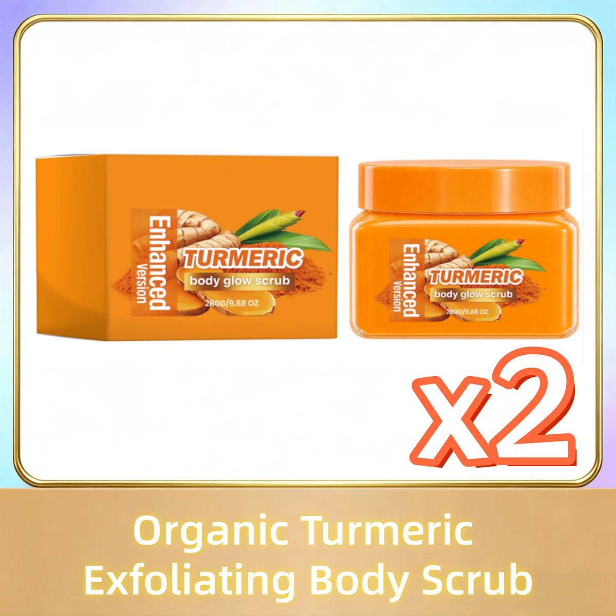Organic Turmeric Exfoliating Body Scrub 280g – Brightening Body Scrub Cream PLUSH 280g boxed x 2