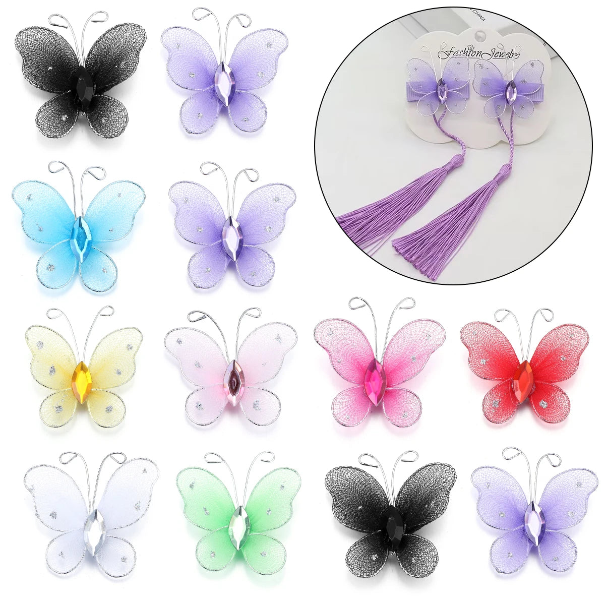 10pcs Organza Butterfly Appliques – DIY Jewelry & Craft Patches Fabric Applique Patches PLUSH
