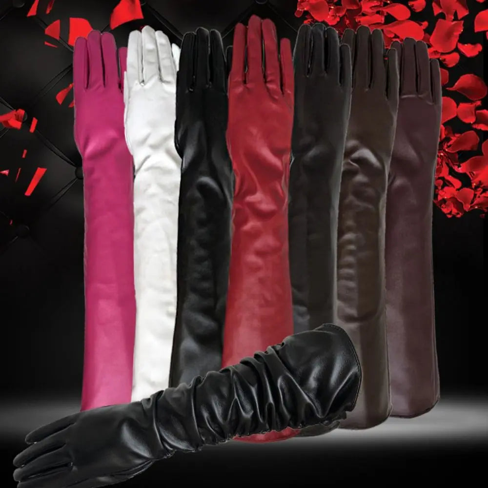 Women's PU Leather Elbow Gloves – 1920s Long Touch Screen Style Long Fashion Gloves PLUSH