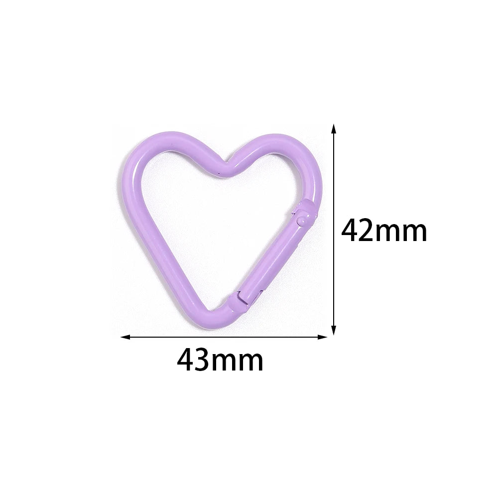 5pcs Heart Spring Clasps 43mm Carabiner Keychain Hooks DIY Jewelry Clasps & Hooks PLUSH