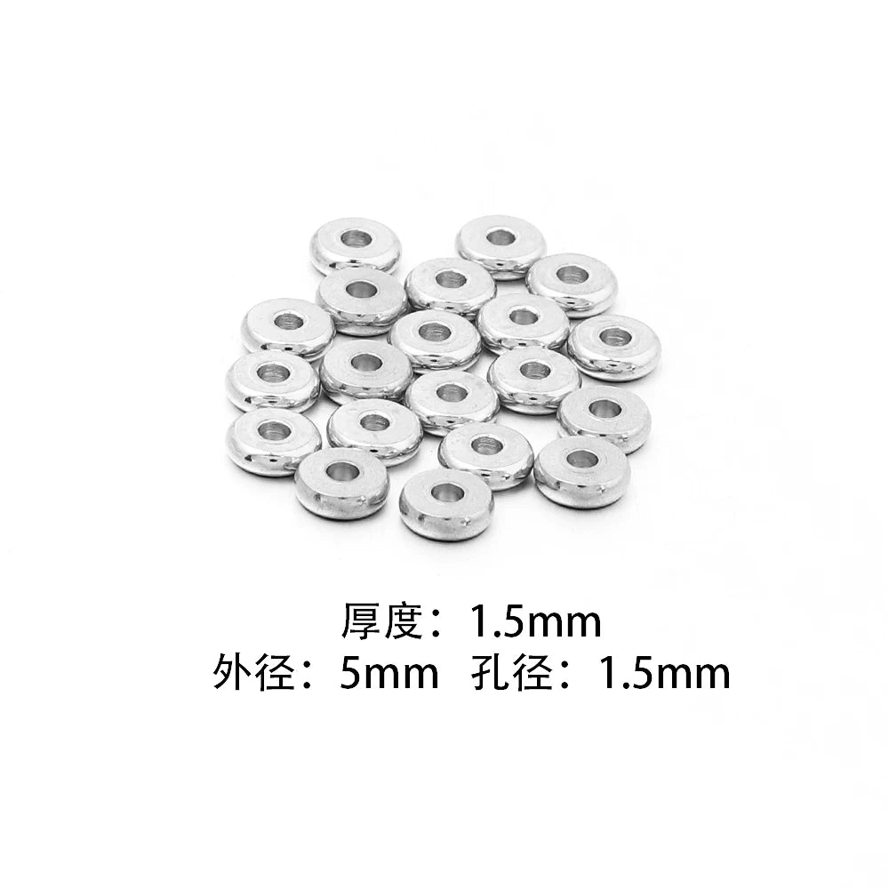 Stainless Steel Flat Disc Spacer Beads Gold Silver – 20-50pcs Jewelry Spacer Beads PLUSH Steel 5X1.5mm 50pcs