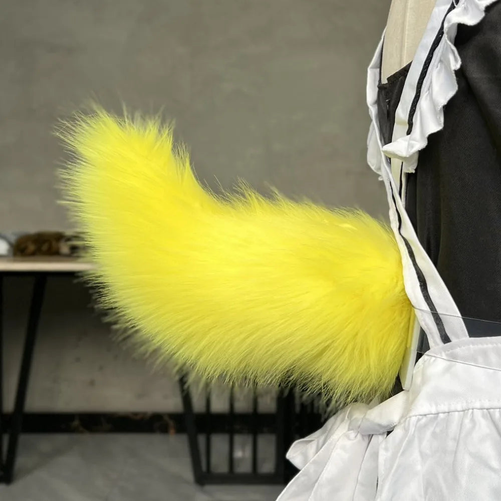 Electric Moving Cosplay Tail – Remote Control, USB Rechargeable Fur Cosplay Costume Tail PLUSH Yellow Option 1