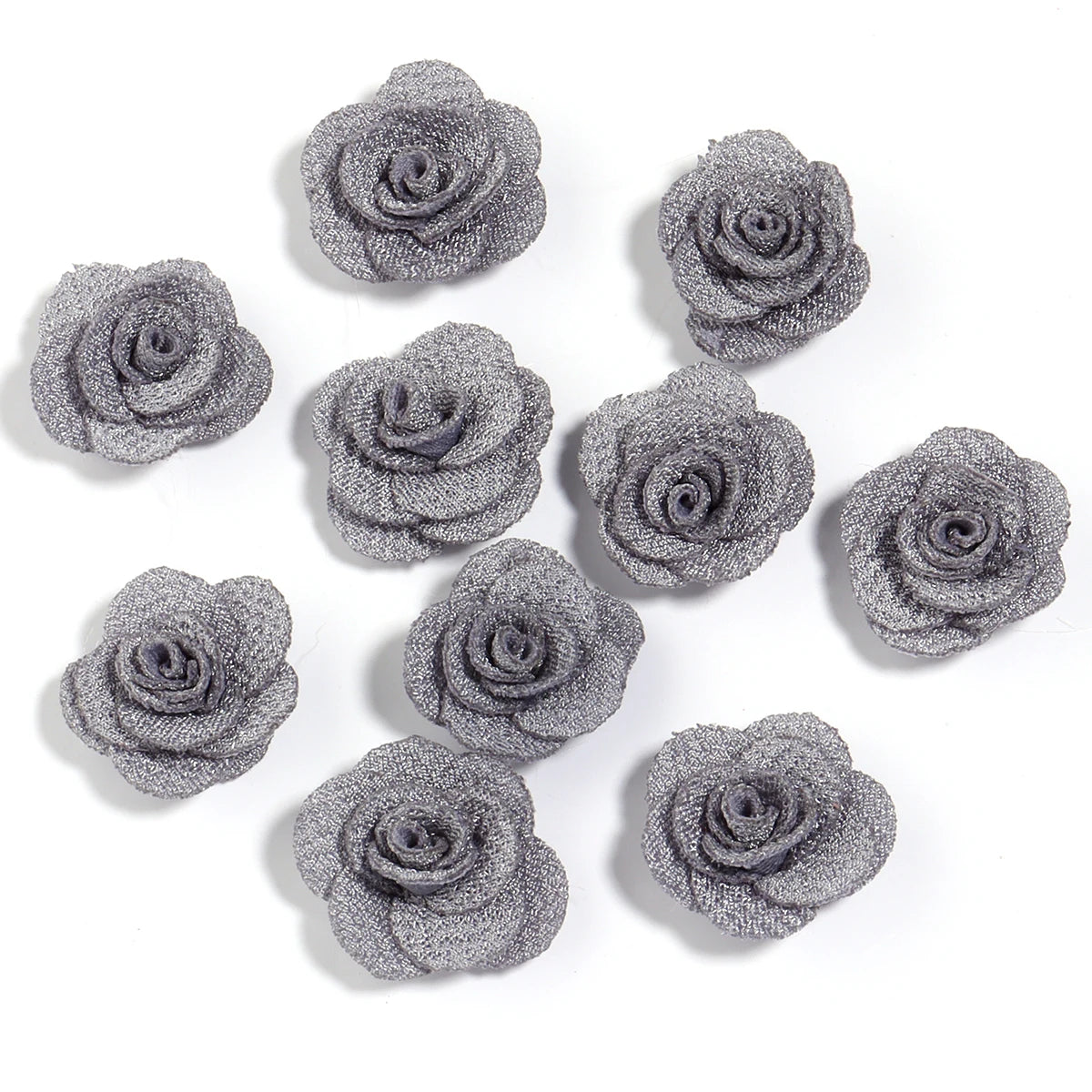 10pcs 3cm Fabric Rose Flowers for DIY Sewing & Crafts Fabric Flower Embellishments PLUSH gray 3cm