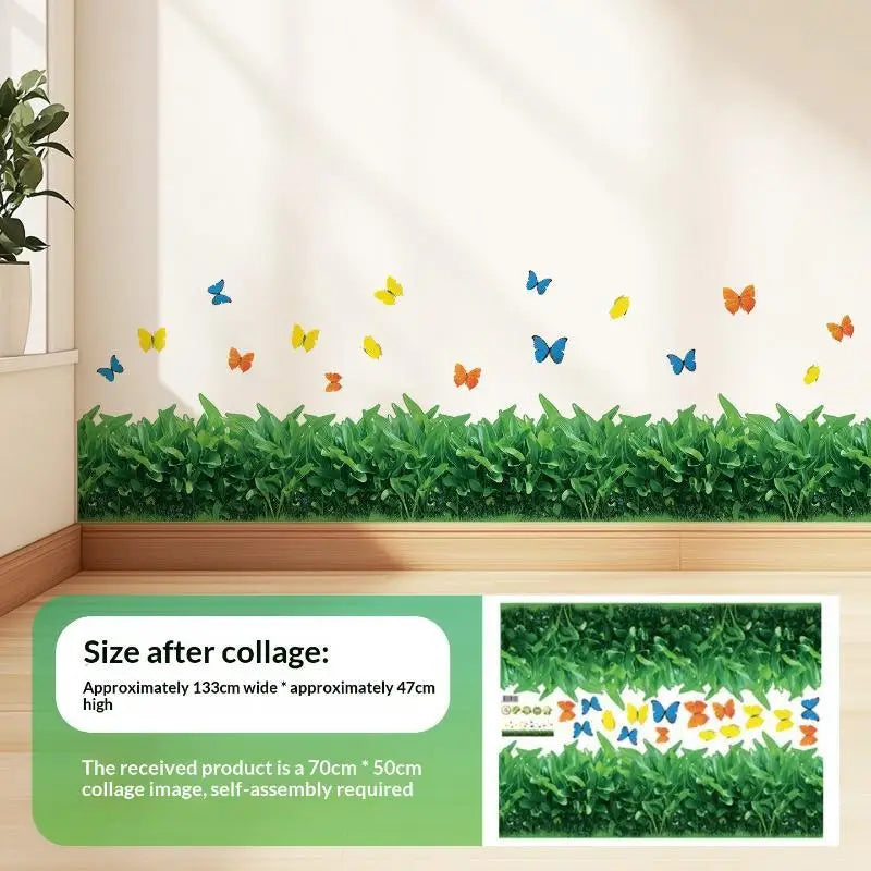 Pastoral Flower & Butterfly PVC Wall Stickers – Baseboard Decals Wall Border Sticker PLUSH C size1