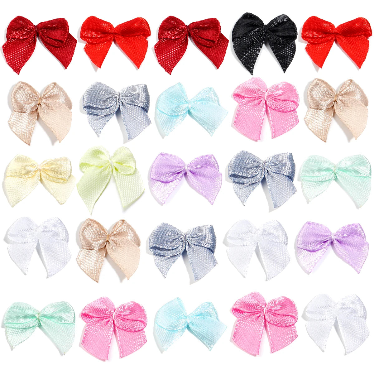 100pcs Mini Polyester Bow Knots – DIY Jewelry & Hair Crafts DIY Craft Bows PLUSH