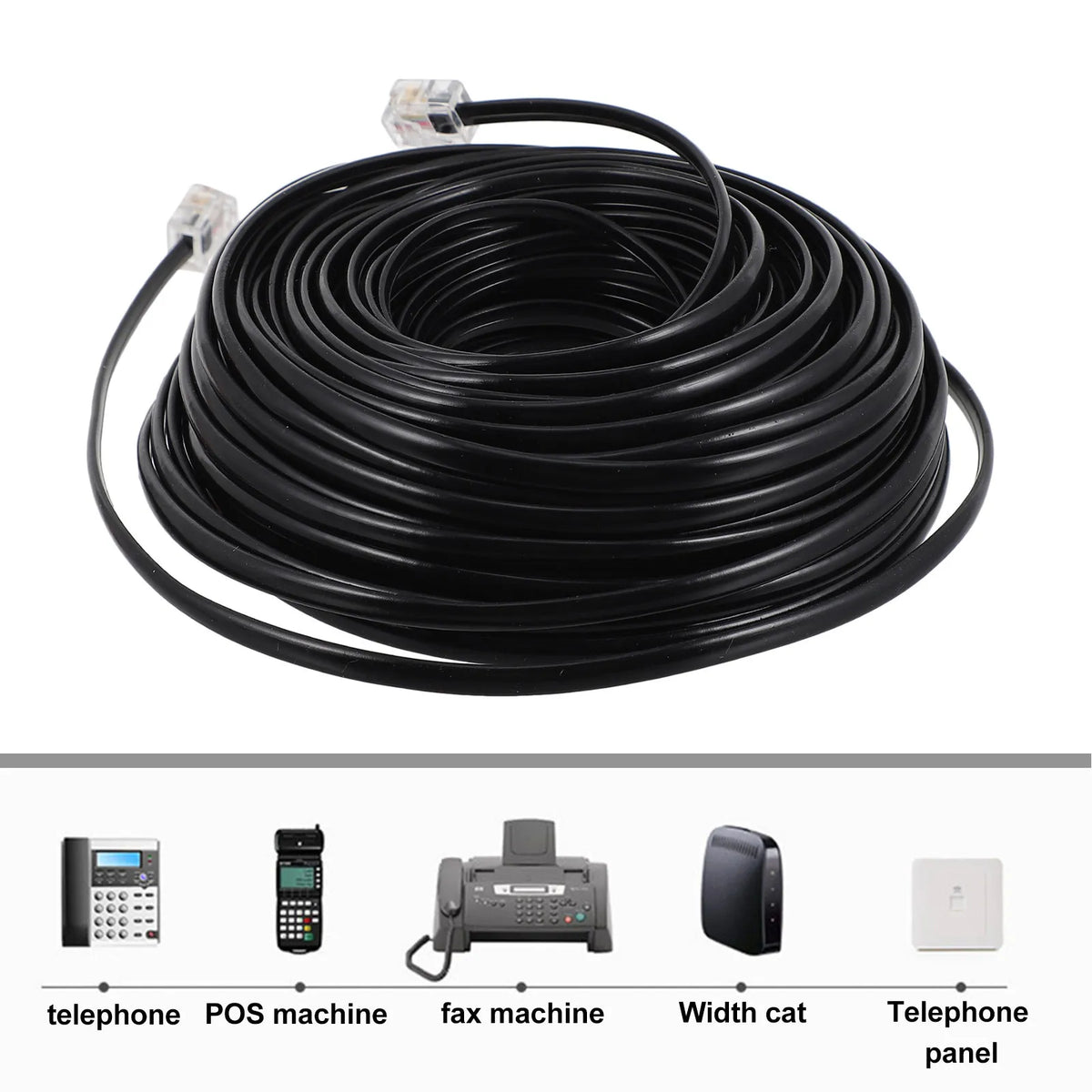 RJ11 Coiled Telephone Cord 20M – Landline Phone Line Cable Telephone Line Cord PLUSH