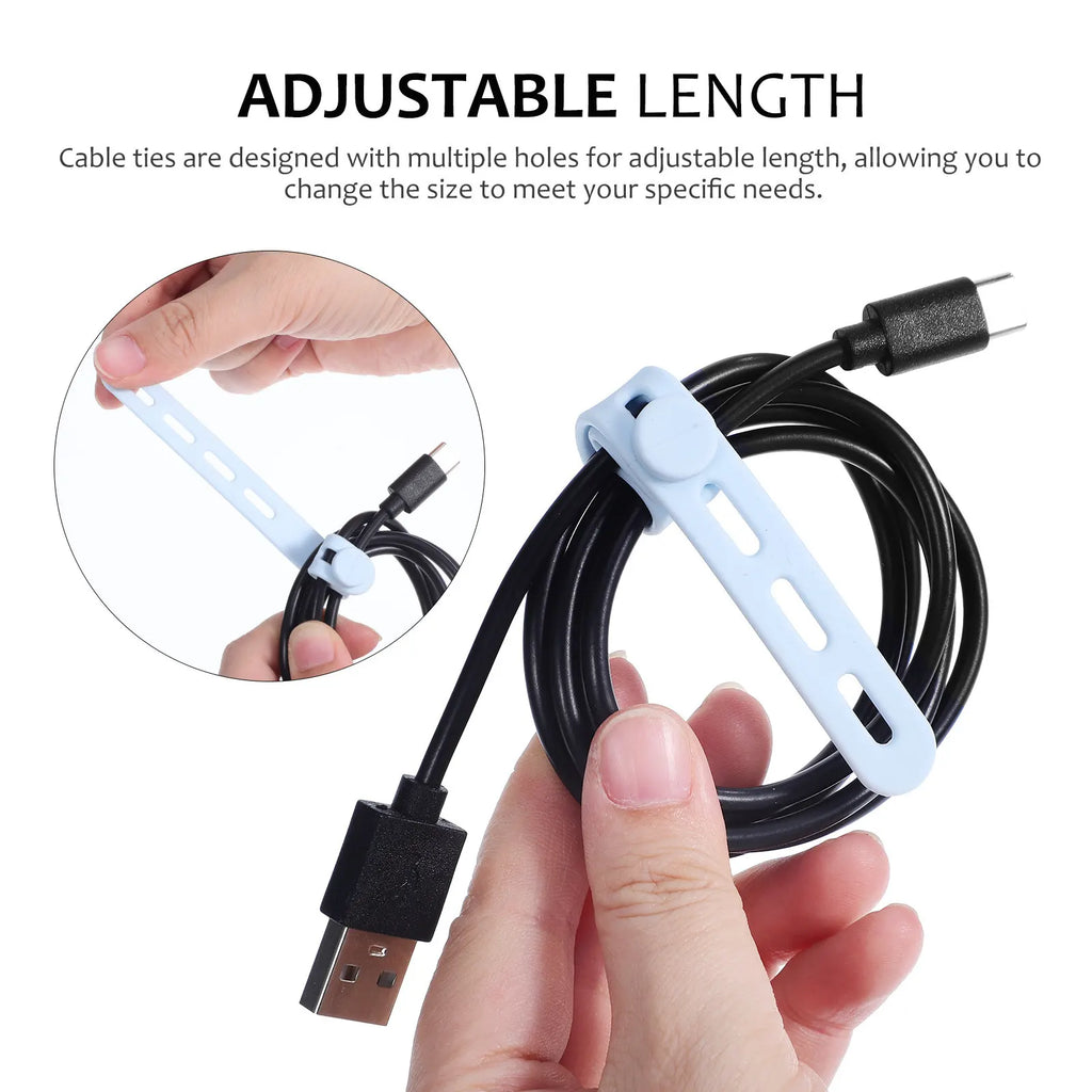 10pcs Silicone Cable Straps – Reusable Cord Organizers Cable Management Straps PLUSH