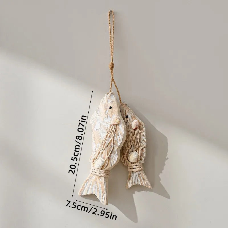 Rustic Wooden Fish Wall Hanging Set – Nautical Coastal Décor Wall Hanging Decor PLUSH 2pcs original fish