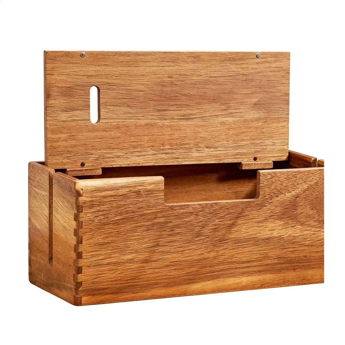 Wooden Cable Storage Box – Desk Cord & Charger Organizer Cable Organizer Box PLUSH