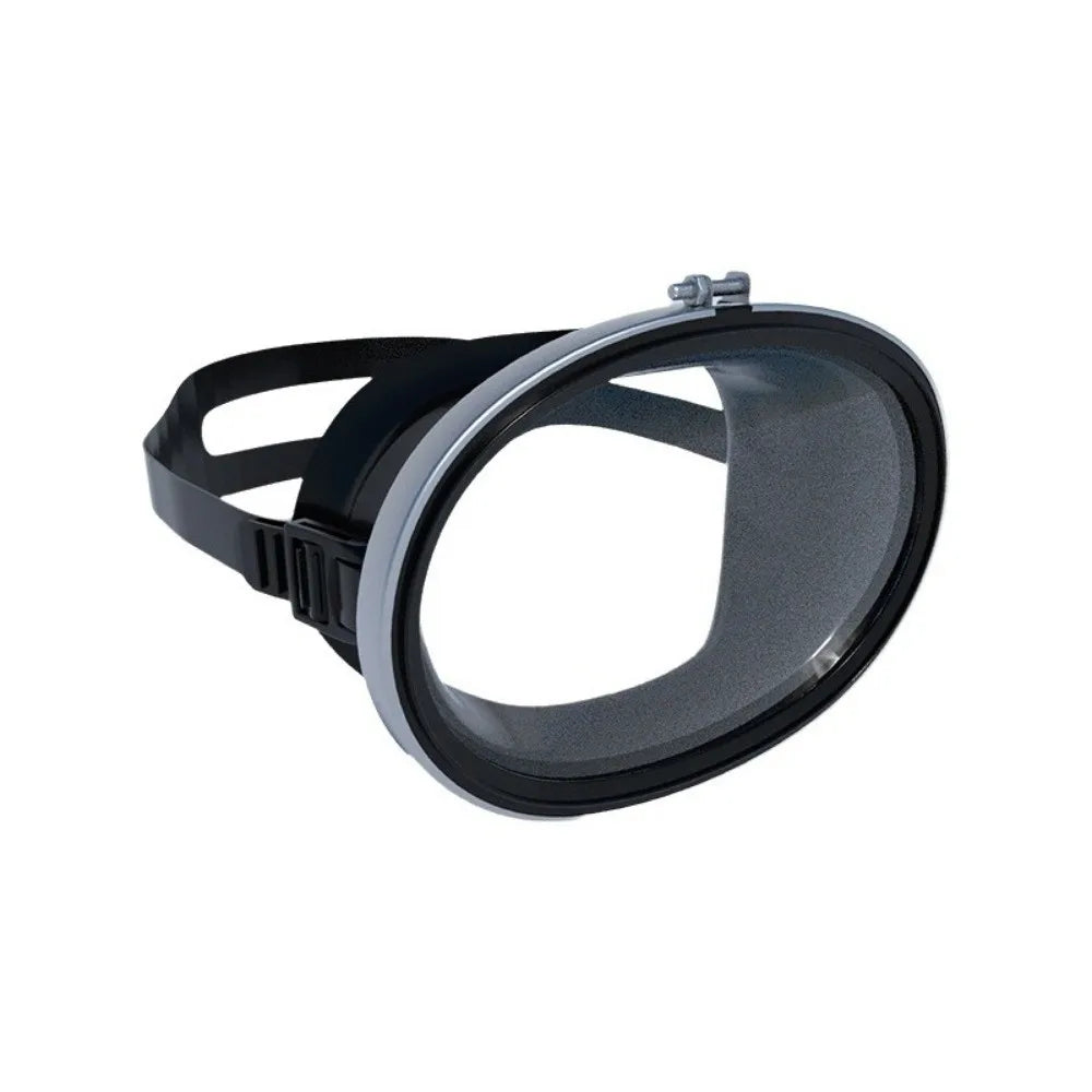 Tempered Glass Diving Mask – Single Lens Snorkeling Goggles Diving Snorkeling Mask PLUSH Black