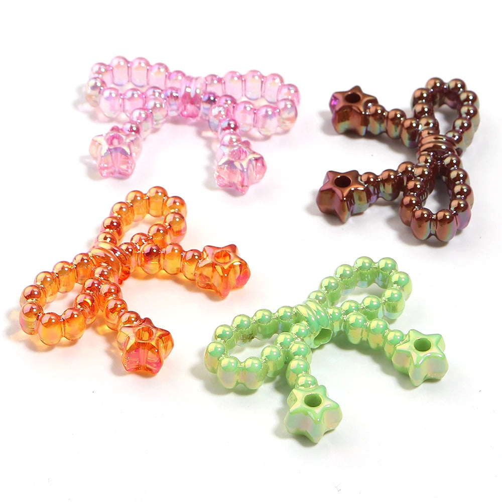 10pcs Bowknot Acrylic Spacer Beads – Bow Charms for DIY Jewelry Acrylic Spacer Beads PLUSH