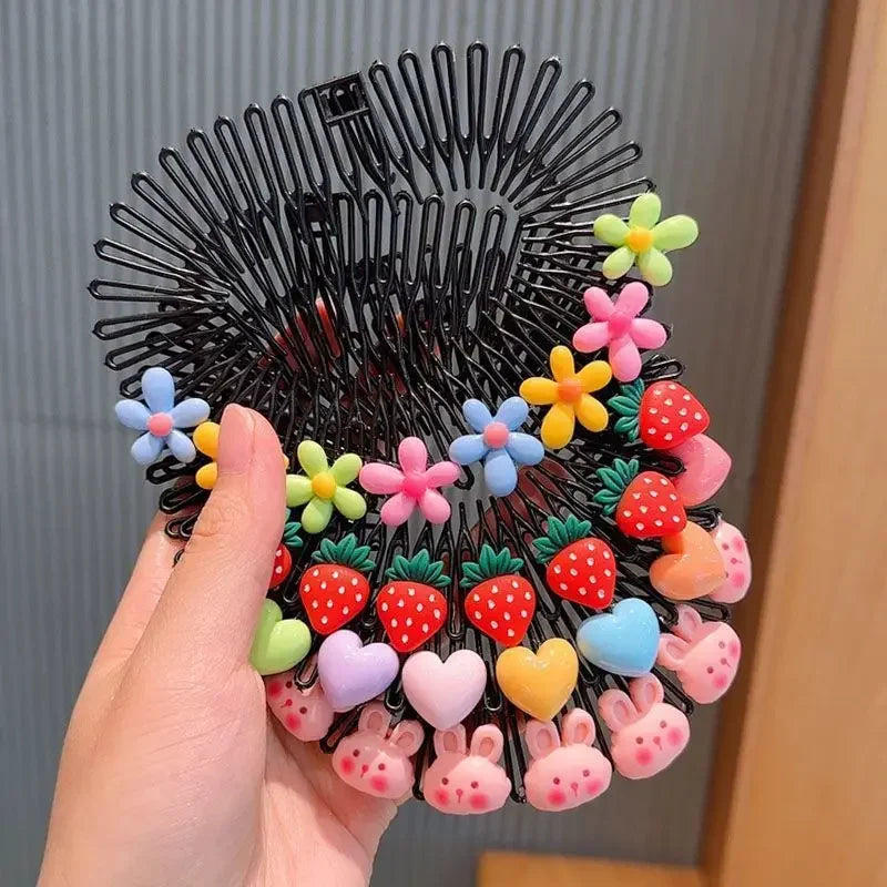 Girls Cartoon Round Disk Insert Hair Comb Clip – Kids Hair Band Kids Hair Comb PLUSH