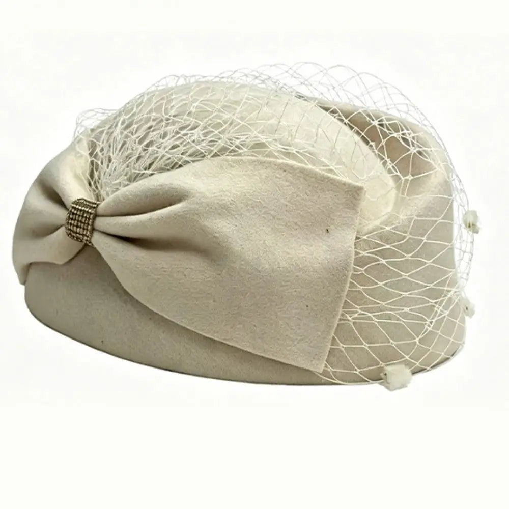 Vintage French Bow Pillbox Hat – Rhinestone Fedora for Women Pillbox Fedora Hat PLUSH