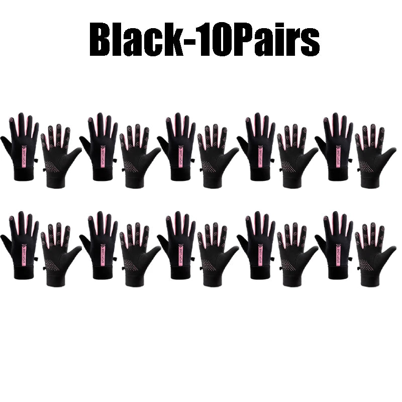 Waterproof Touchscreen Winter Gloves – Unisex Anti-Slip Winter Sports Gloves PLUSH Black-10Pairs