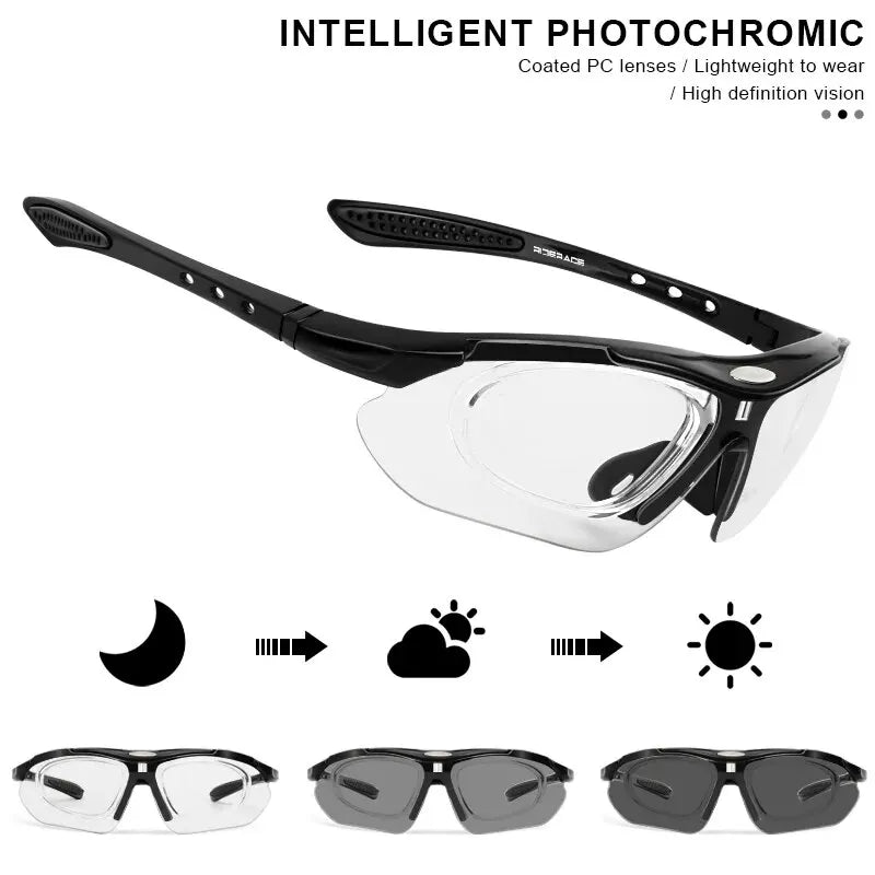 RIDERACE Photochromic Cycling Sunglasses MTB Road Bike UV Cycling Sunglasses PLUSH