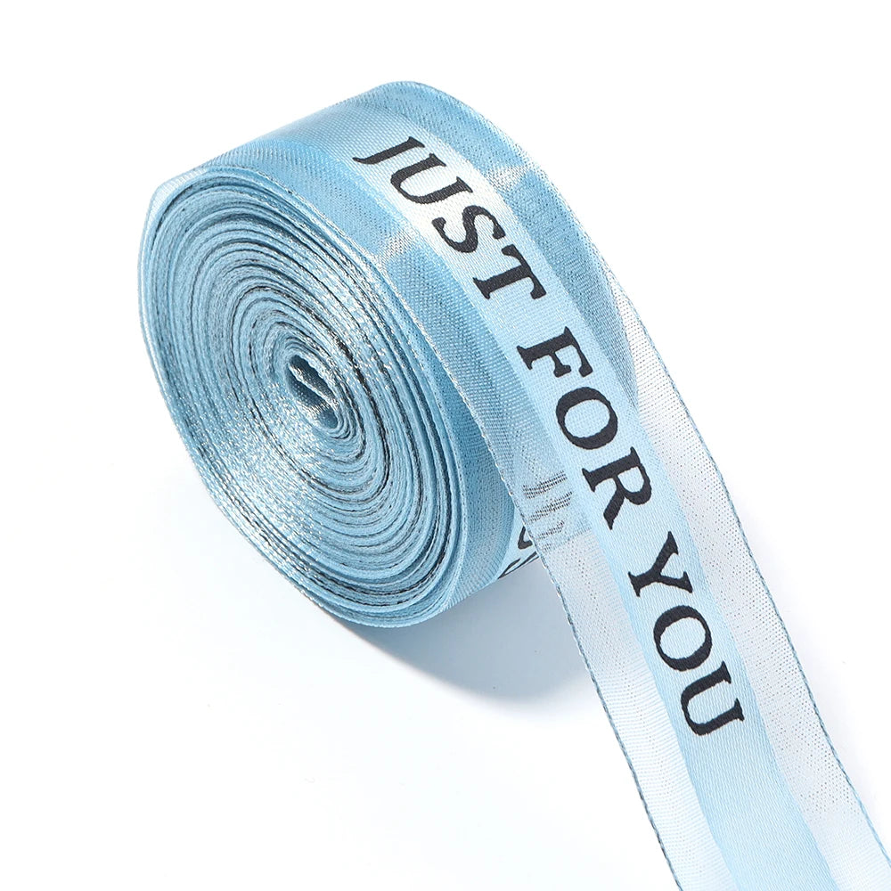 "Just For You" Organza Ribbon 10 Yards – Gift & Wedding Décor Decorative Organza Ribbon PLUSH Lake Blue 2.5cm 10yards