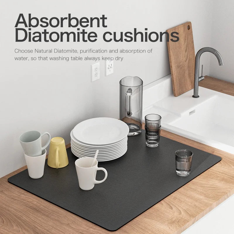 Diatom Mud Absorbent Desktop Mat – Non-Slip & Waterproof Absorbent Kitchen Mat PLUSH