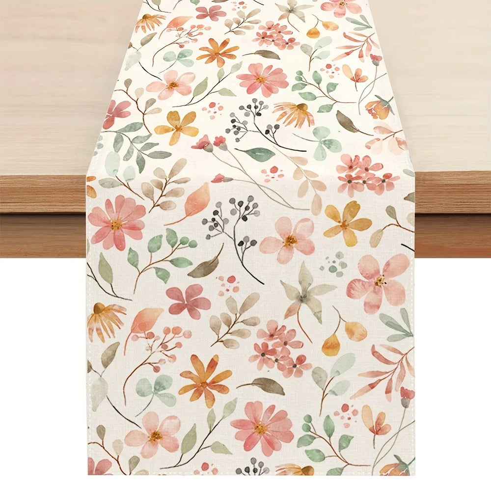 Watercolor Floral Table Runner – Garden, Wedding & Home Décor Table Runner PLUSH A 33X275Cm