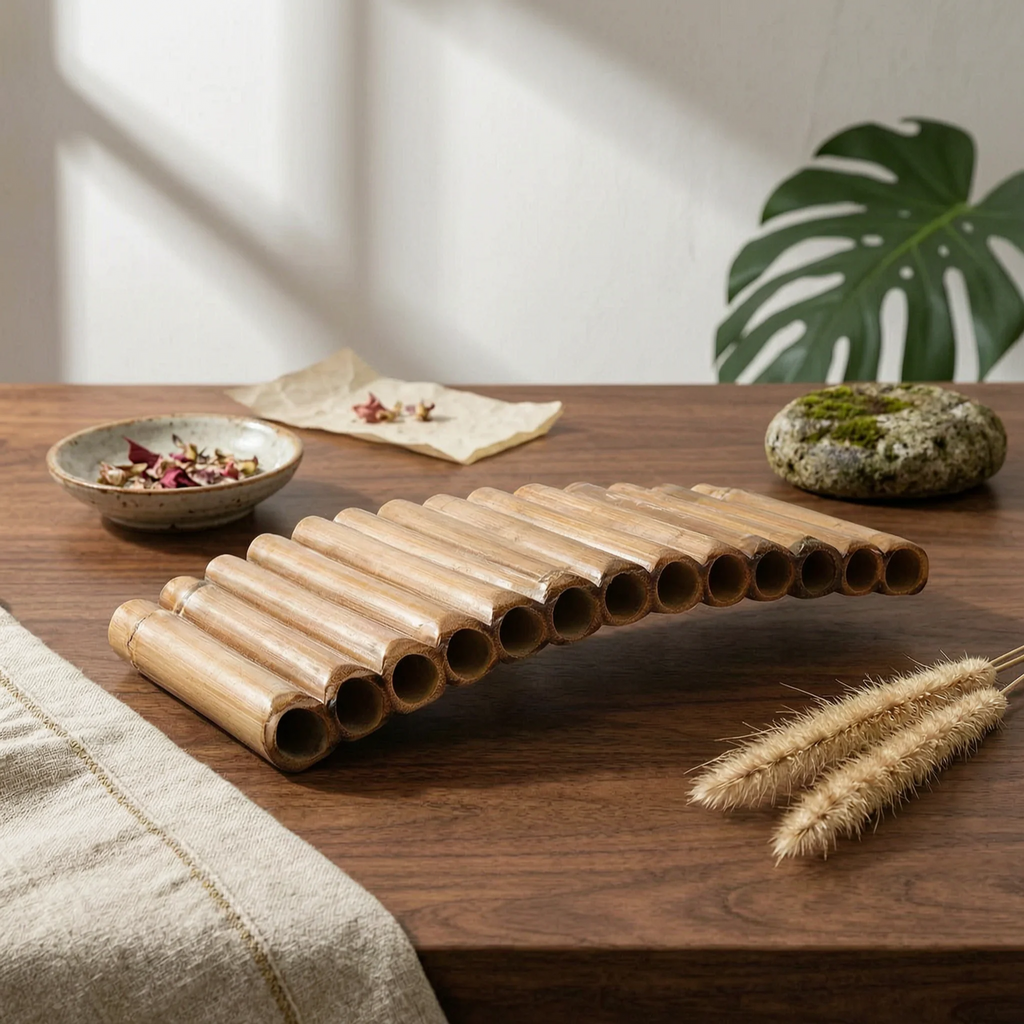 15-Pipe Bamboo Pan Flute G Key | Beginner Panpipes + Cleaning Rod Pan Flute PLUSH