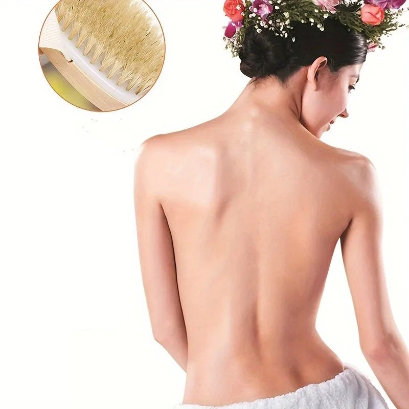 Dry Body Brush Natural Bristle – Wet & Dry Spa Exfoliator Body Exfoliating Brush PLUSH