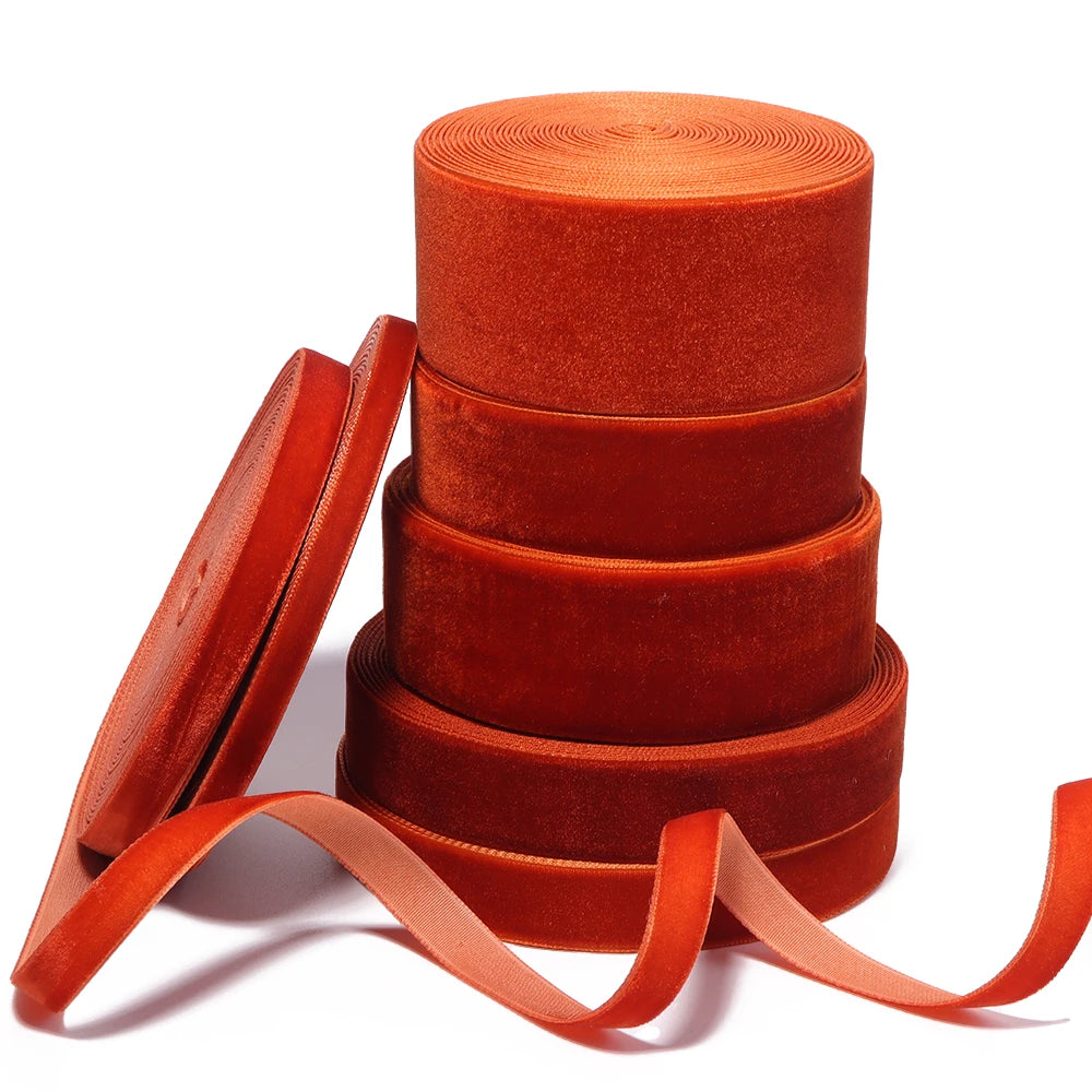 Orange Velvet Ribbon 6–38mm | DIY Gift Wrapping & Wedding Velvet Craft Ribbon PLUSH