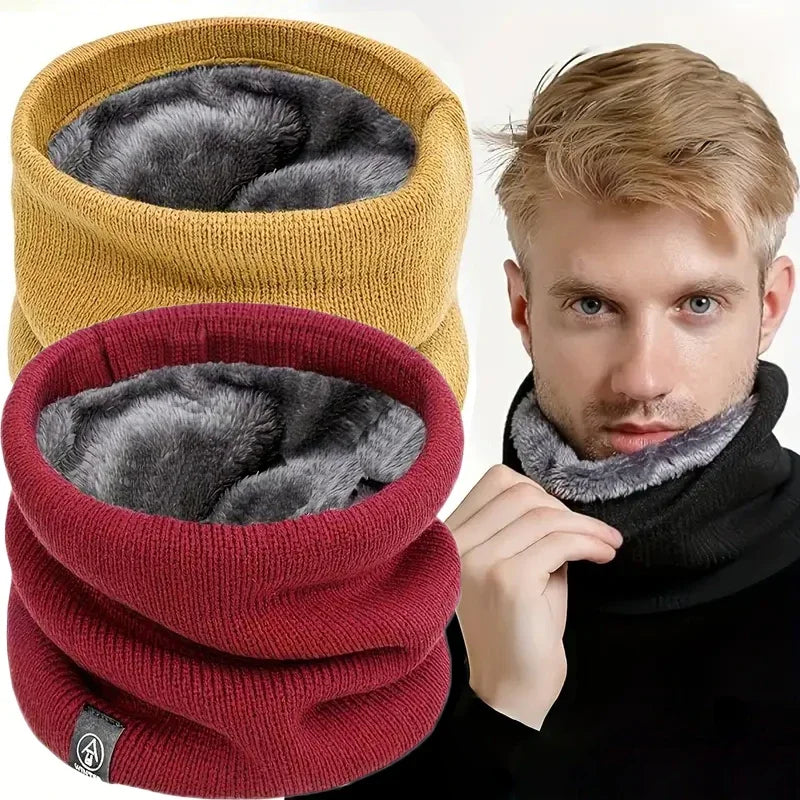 Winter Knitted Neck Gaiter & Fleece Face Mask – Windproof Scarf Neck Gaiter Scarf PLUSH