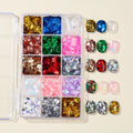 15-Grid Iridescent Broken Glass Nail Glitter Flakes | Aurora Sequins Nail Art Glitter PLUSH FA192