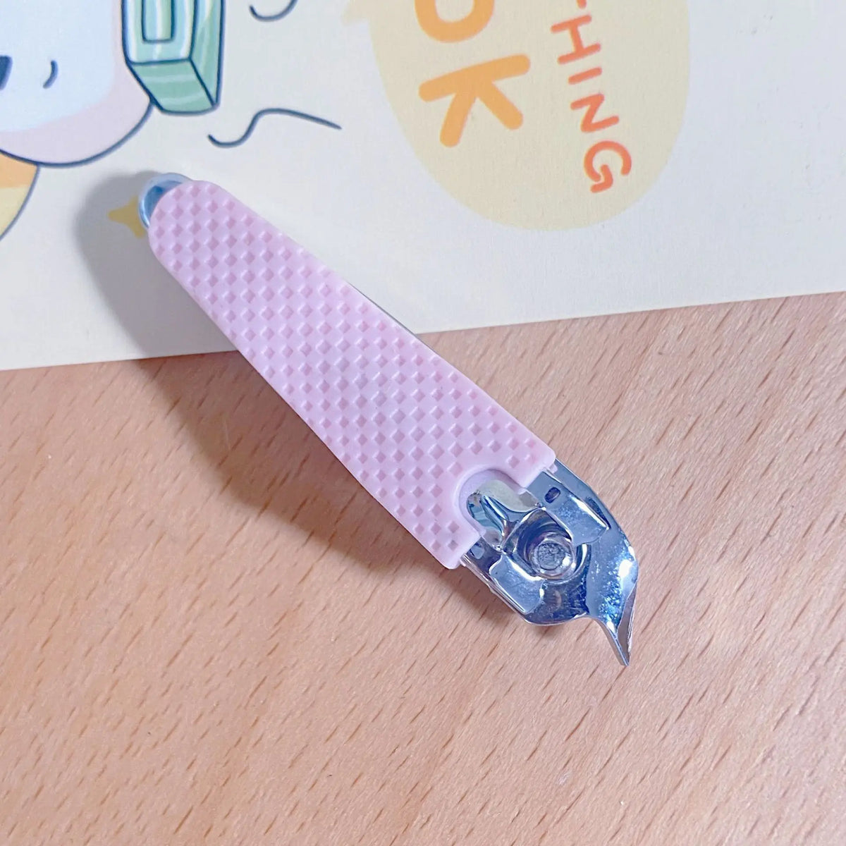 Silicone Sleeve Nail Clipper Anti-Drop Stainless Steel Green Nail Clipper PLUSH Pink diagonal