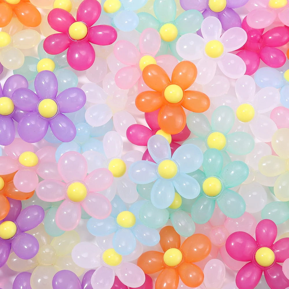 10pcs Sunflower Acrylic Beads 39x40mm | DIY Jewelry Making Acrylic Flower Beads PLUSH