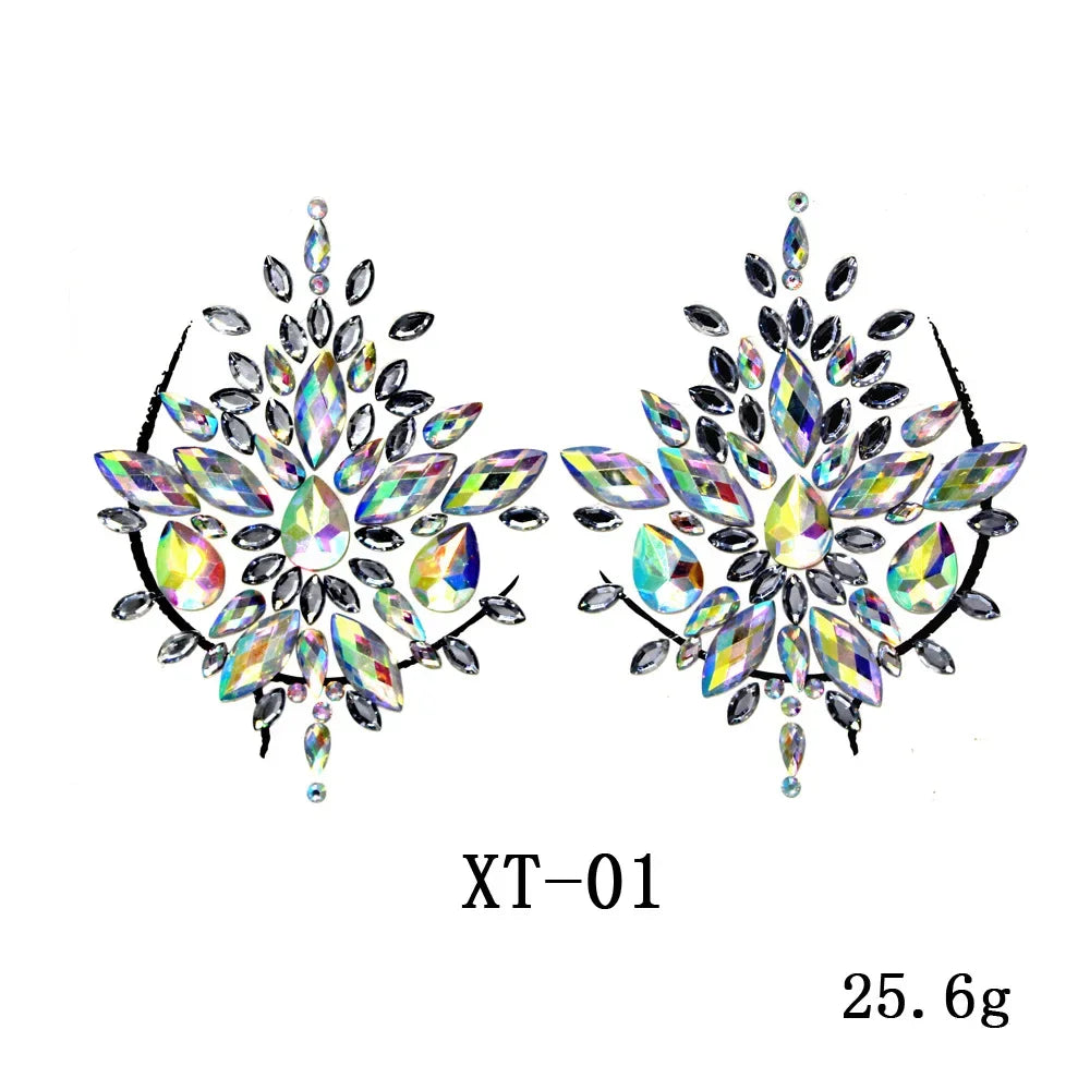 Crystal Rhinestone Body & Face Jewel Stickers – Temporary Tattoo Body Jewel Stickers PLUSH XT-01