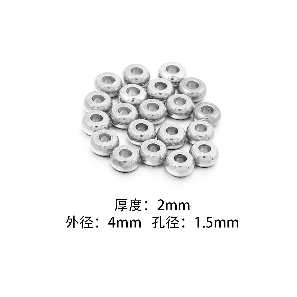 Stainless Steel Flat Disc Spacer Beads Gold Silver – 20-50pcs Jewelry Spacer Beads PLUSH Steel 4X2mm 50pcs