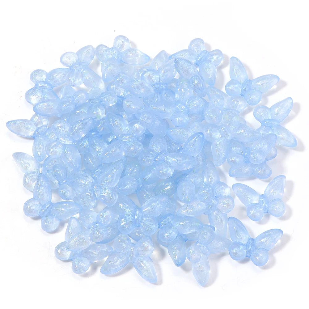 50pcs Acrylic Butterfly Beads – Colorful DIY Jewelry Spacers Acrylic Spacer Beads PLUSH Blue
