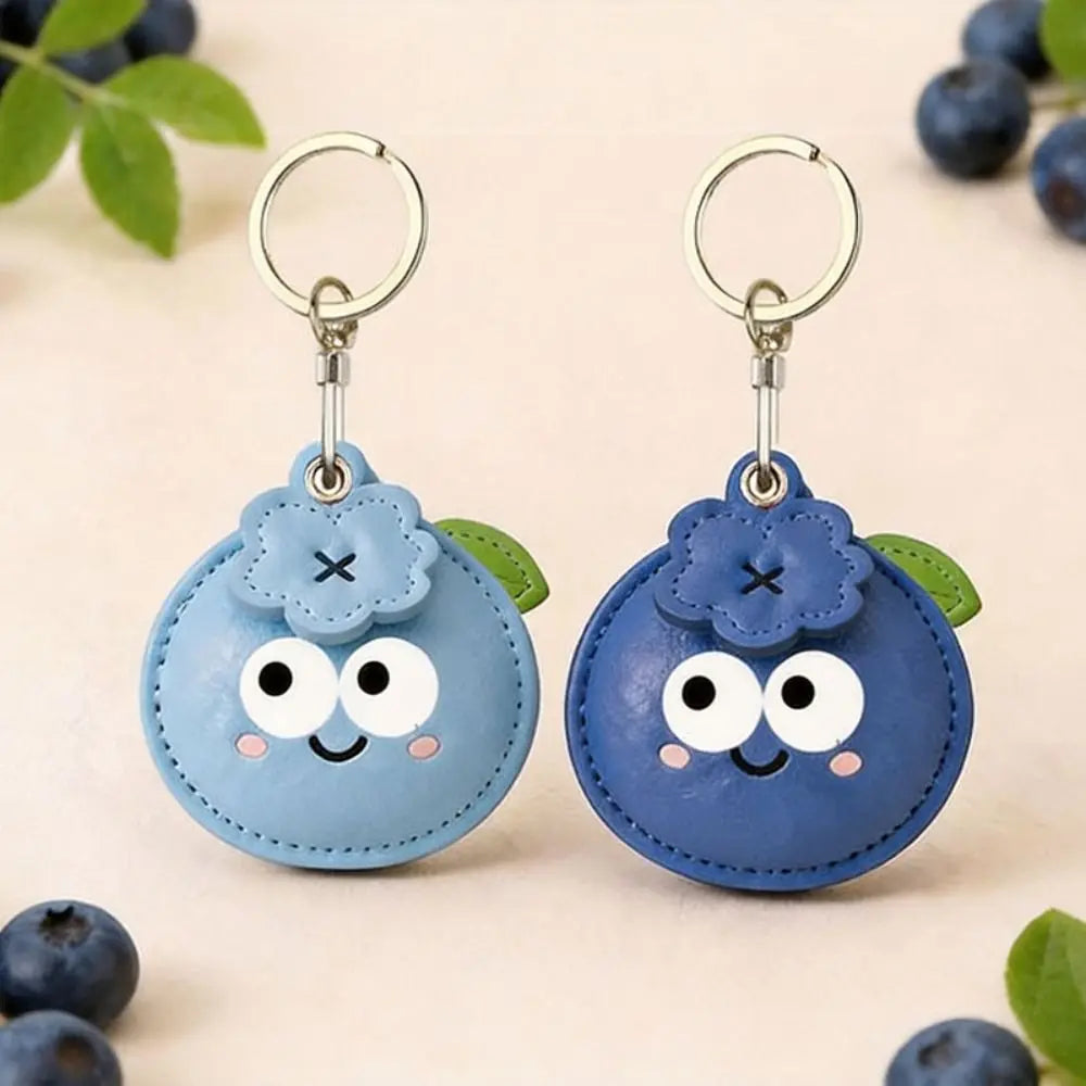 Blueberry PU Leather Keychain – Cute Cartoon Bag Charm Leather Keychain PLUSH