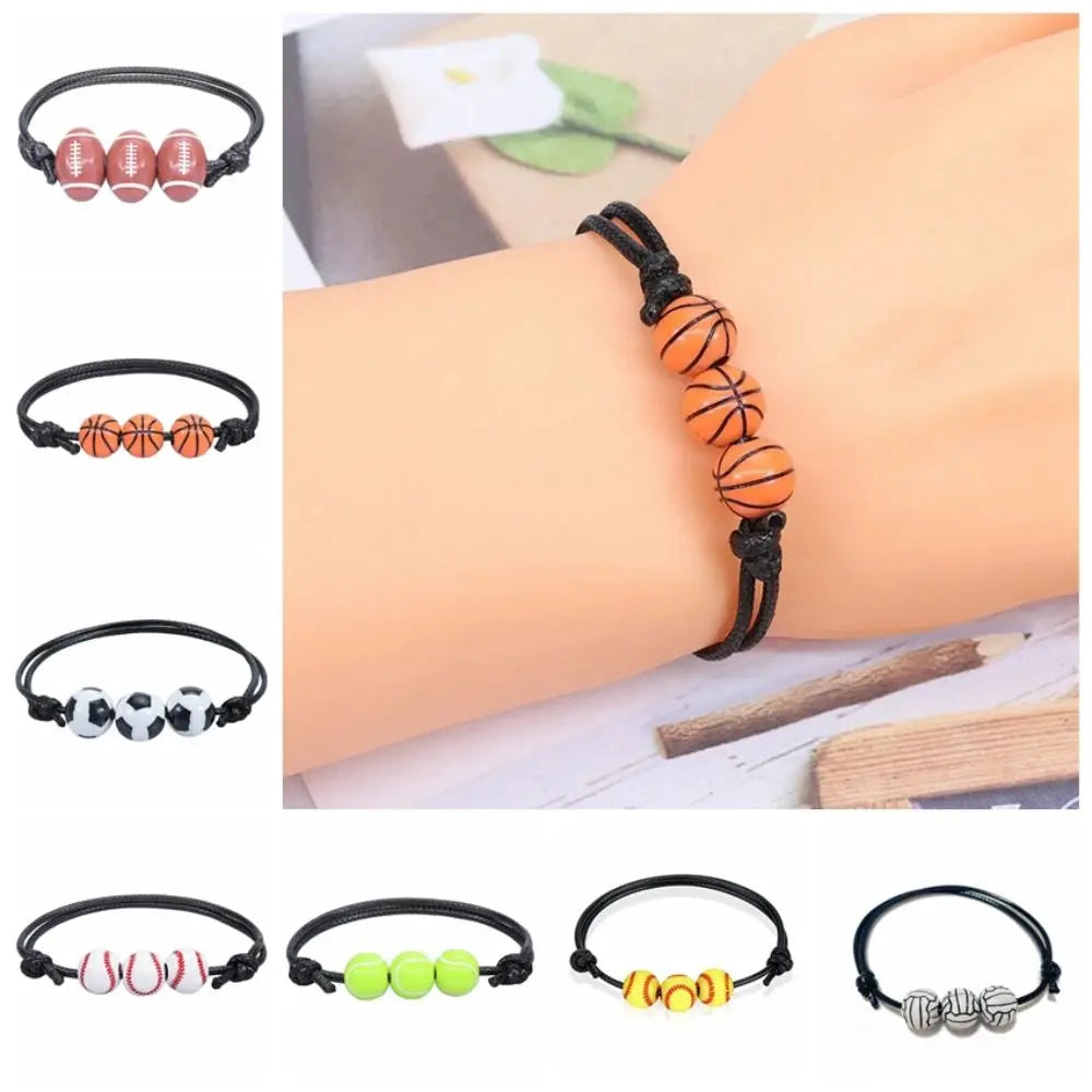 Handmade Sports Ball Wax Line Woven Charm Bracelet – Unisex Charm Bracelet PLUSH