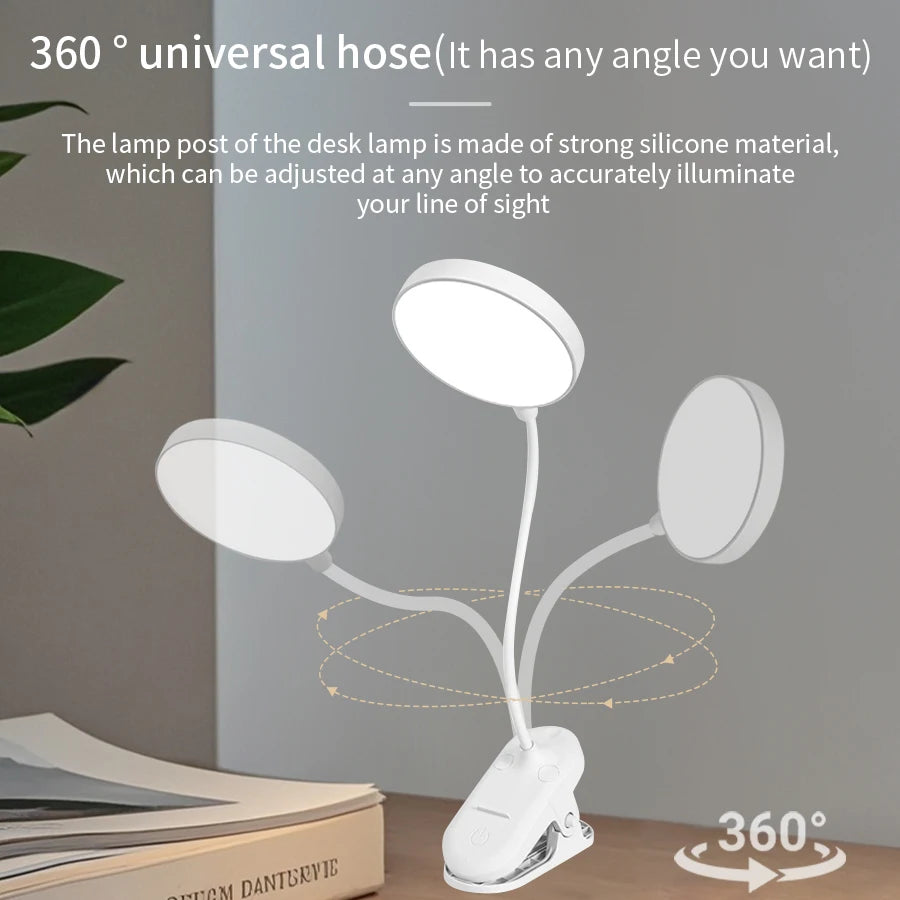 39cm USB Rechargeable LED Desk Lamp with Folding Clamp LED Desk Lamp PLUSH