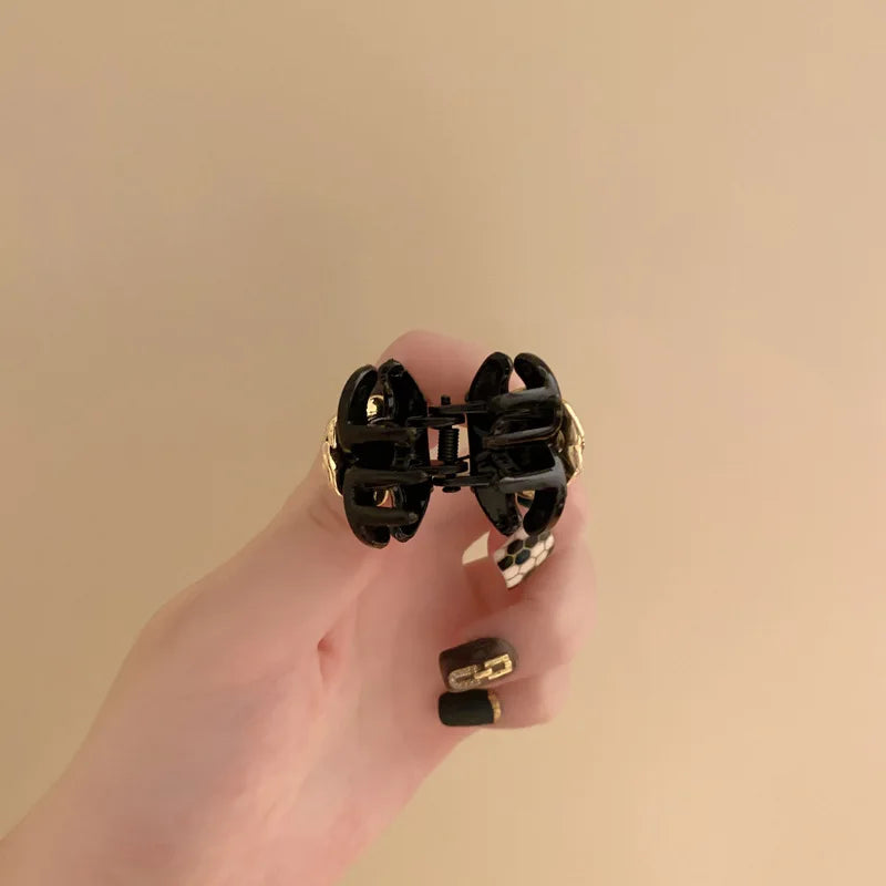 Black Camellia Mini Hair Claw Clip – Elegant Floral Hairpin Hair Claw Clip PLUSH