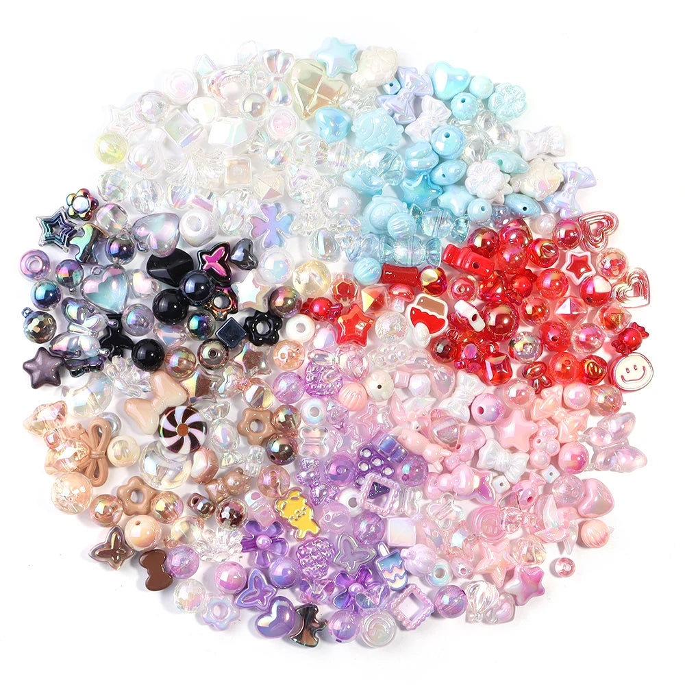 45g Mixed Acrylic Bow Beads – Colorful DIY Spacer Beads Acrylic Spacer Beads PLUSH