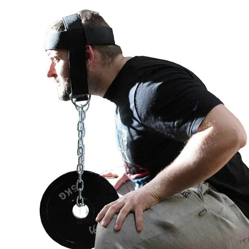 Adjustable Head Neck Harness with Chain | Strength Training Neck Training Harness PLUSH
