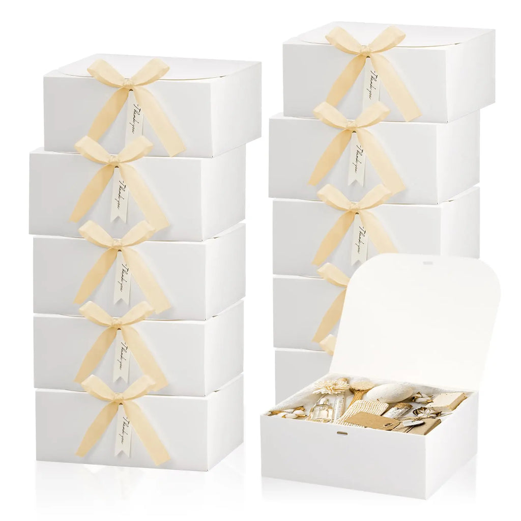 10-Pack White Gift Boxes with Lids & Ribbon | Bridesmaid Box Gift Boxes Set PLUSH 10pcs WHITE 10x20x20cm Other
