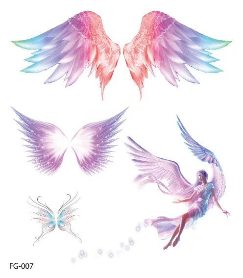 Purple Fairy Butterfly Glitter Temporary Tattoo Stickers