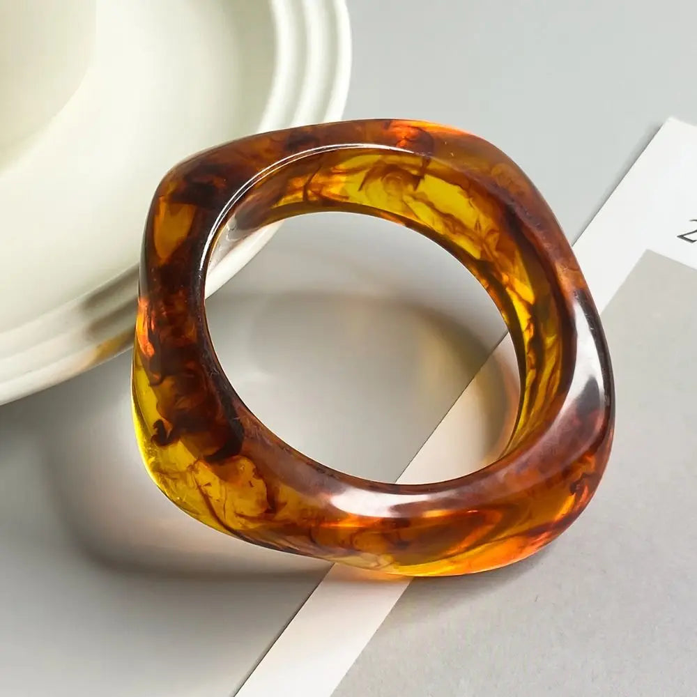 Vintage Chunky Acrylic Bangle – Bohemian Punk Wide Bracelet Acrylic Bangle Bracelet PLUSH