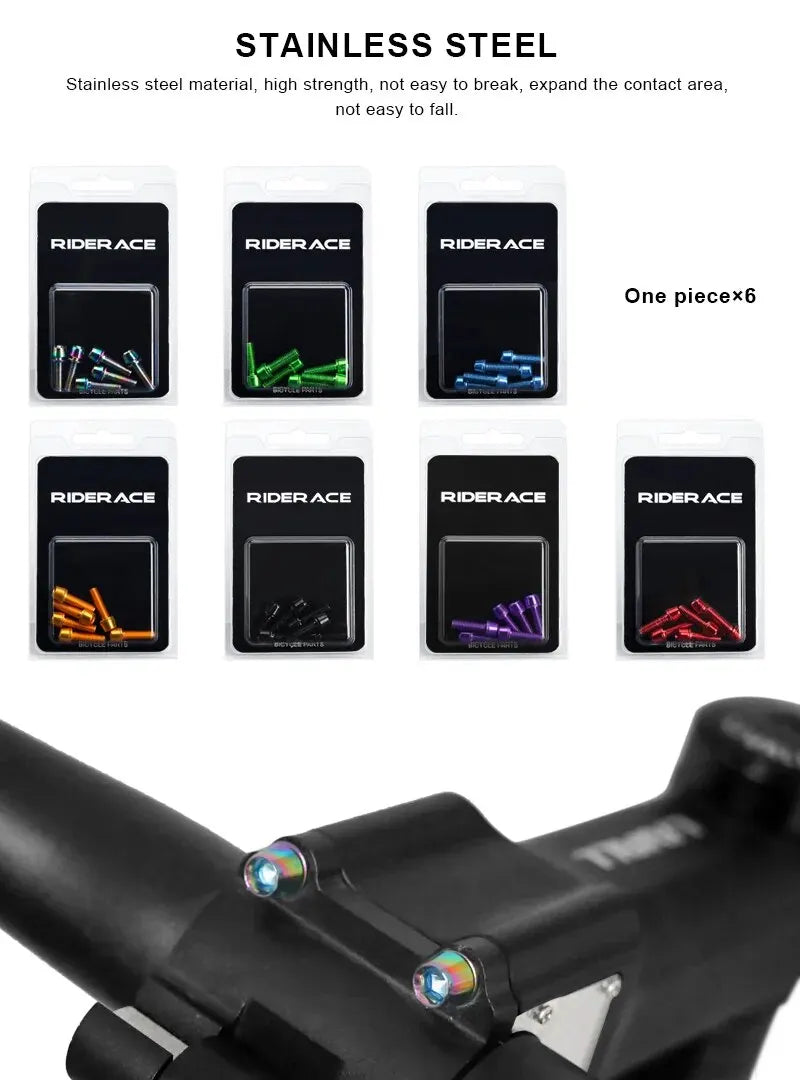 M5 18mm Titanium Plated Bike Handlebar Screws 6pc Set Bike Handlebar Screws PLUSH