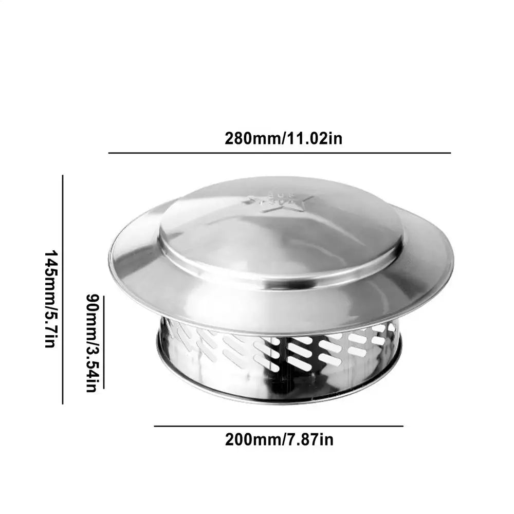 Stainless Steel Chimney Rain Cap | Waterproof Exhaust Pipe Cover Chimney Vent Cap PLUSH 200mm
