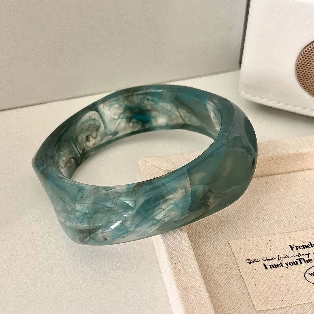 Bohemian Wide Acrylic Bangle – Smudge Pattern Bracelet Acrylic Bangle PLUSH Style K