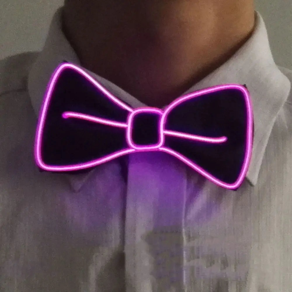 LED Light Up Suspenders & Bow Tie Set – Glow Party Props LED Party Suspenders PLUSH pink-Bow Tie