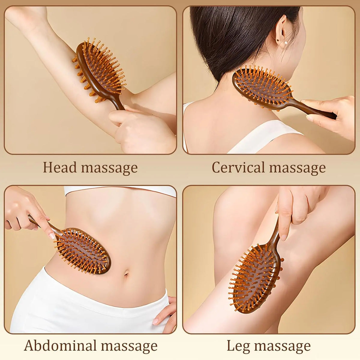 Double-Sided Sandalwood Cushion Comb – Anti-Static Hair Brush Wooden Hair Brush PLUSH
